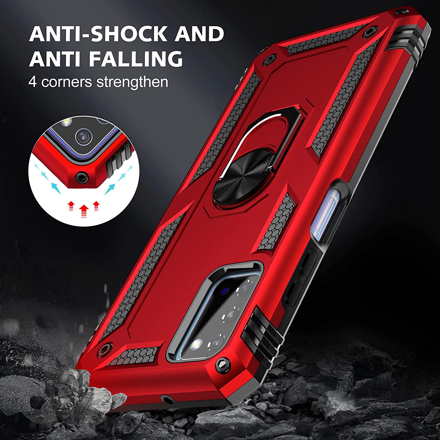 Protectores para celular  para Samsung  A03s Funda reforzada con anillo v2 Rosa